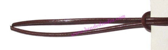 Picture of Leather Cords 2.5mm (two and half mm) round, regular color - light tan brown.