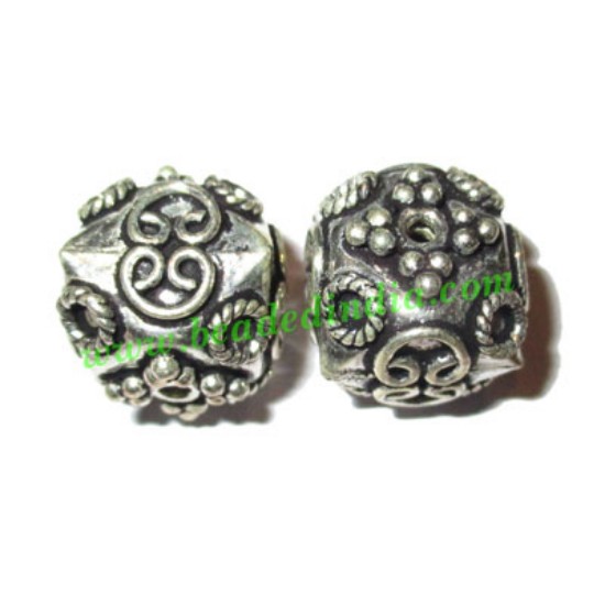 Picture of Silver Plated Fancy Beads, size: 14x14.5mm, weight: 3.59 grams.