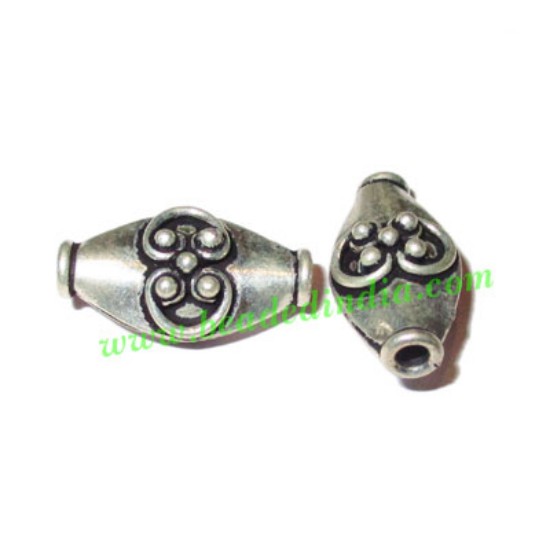 Picture of Silver Plated Fancy Beads, size: 17x9.5x7mm, weight: 1.67 grams.