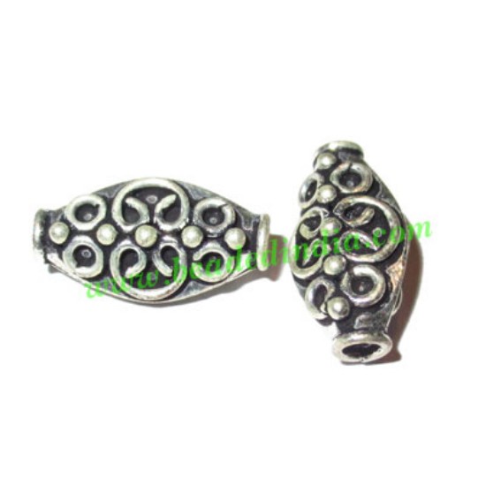 Picture of Silver Plated Fancy Beads, size: 17x9x7mm, weight: 1.87 grams.