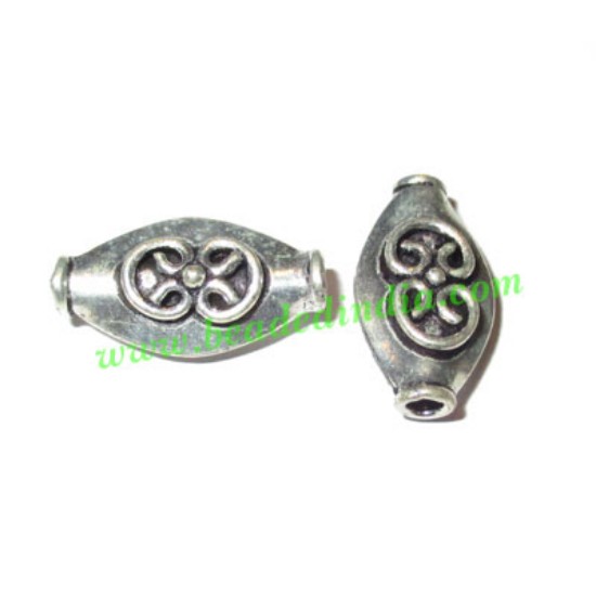 Picture of Silver Plated Fancy Beads, size: 17x9x6mm, weight: 1.51 grams.