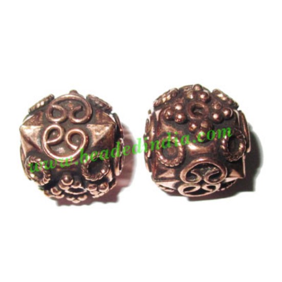 Picture of Copper Metal Beads, size: 14x14mm, weight: 3.85 grams.