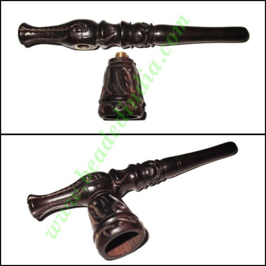 Picture of Handmade real ebony wood smoking pipe, size : 5 inch pipe