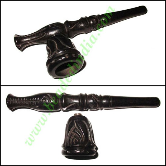 Picture of Handmade real ebony wood smoking pipe, size : 5 inch pipe