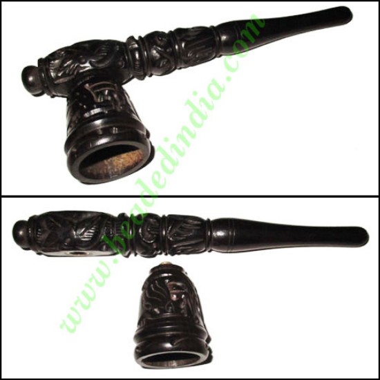 Picture of Handmade real ebony wood smoking pipe, size : 6 inch pipe