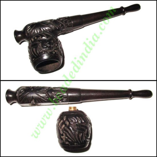 Picture of Handmade real ebony wood smoking pipe, size : 5 inch pipe