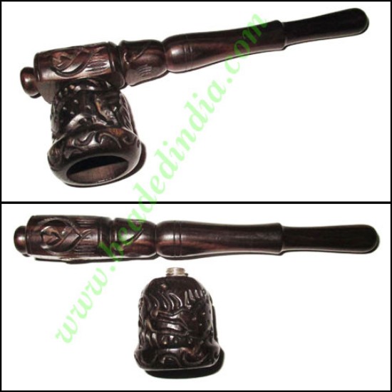 Picture of Handmade real ebony wood smoking pipe, size : 5 inch pipe