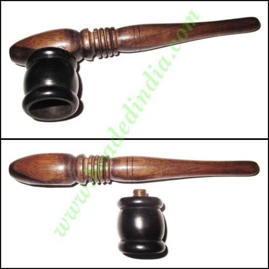 Picture of Handmade real ebony wood smoking pipe, size : 5 inch pipe