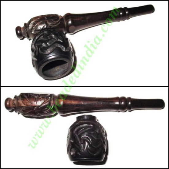 Picture of Handmade real ebony wood smoking pipe, size : 4.5 inch pipe