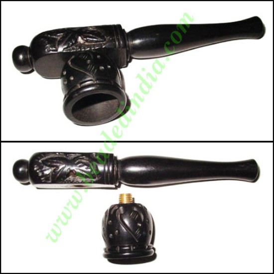 Picture of Handmade real ebony wood smoking pipe, size : 5 inch pipe