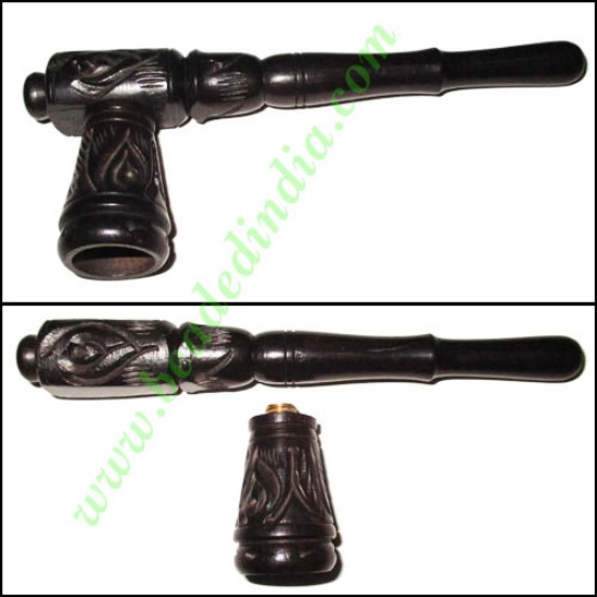 Picture of Handmade real ebony wood smoking pipe, size : 5 inch pipe