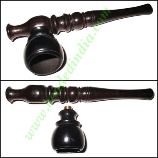 Picture of Handmade real ebony wood smoking pipe, size : 5 inch pipe