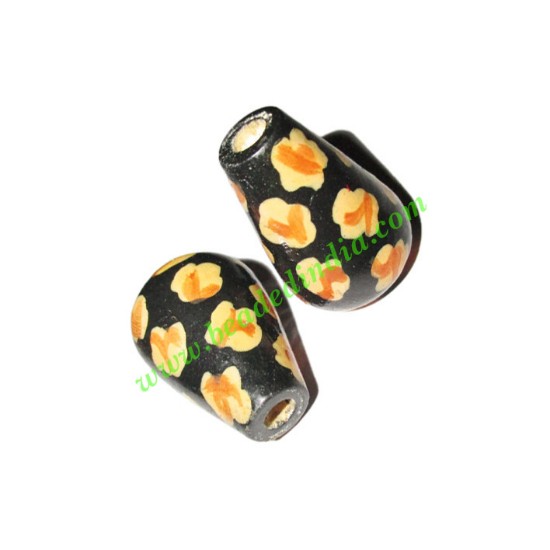 Picture of Wooden Painted Beads, Fancy Design Hand-painted beads, size 20x33mm, weight approx 4.3 grams