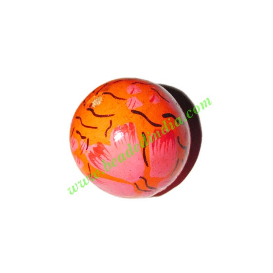 Picture of Wooden Painted Beads, Fancy Design Hand-painted beads, size 27mm, weight approx 7.16 grams