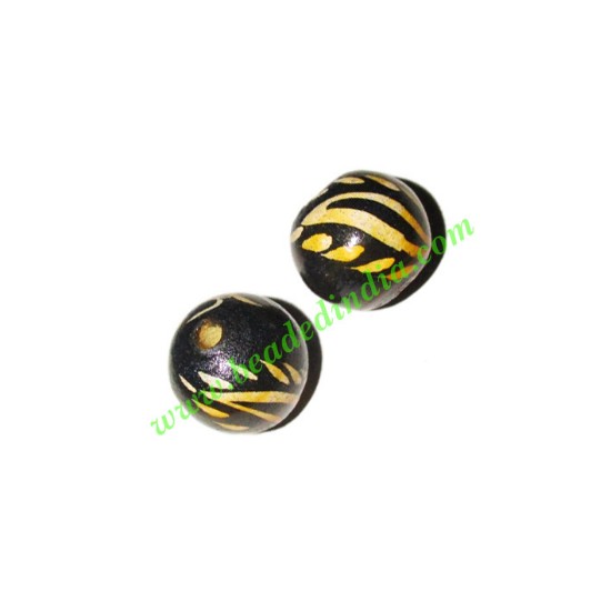 Picture of Wooden Painted Beads, Fancy Design Hand-painted beads, size 15mm, weight approx 1.4 grams