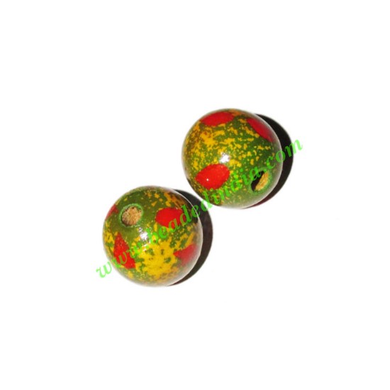 Picture of Wooden Painted Beads, Fancy Design Hand-painted beads, size 15mm, weight approx 1.4 grams