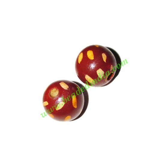 Picture of Wooden Painted Beads, Fancy Design Hand-painted beads, size 15mm, weight approx 1.4 grams