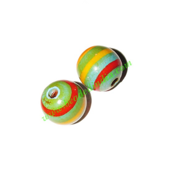 Picture of Wooden Painted Beads, Fancy Design Hand-painted beads, size 15mm, weight approx 1.4 grams