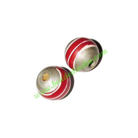 Picture of Wooden Painted Beads, Fancy Design Hand-painted beads, size 17mm, weight approx 1.7 grams