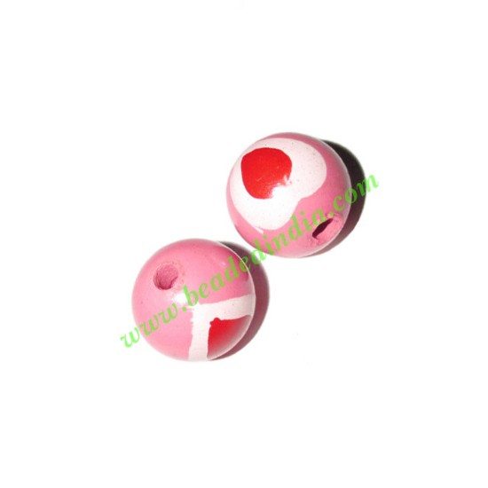 Picture of Wooden Painted Beads, Fancy Design Hand-painted beads, size 17mm, weight approx 1.7 grams