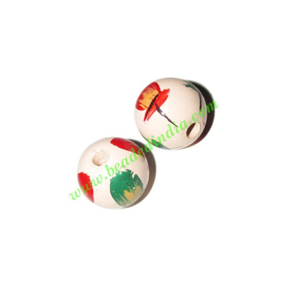 Picture of Wooden Painted Beads, Fancy Design Hand-painted beads, size 17mm, weight approx 1.7 grams