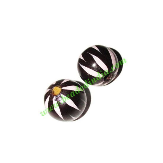 Picture of Wooden Painted Beads, Fancy Design Hand-painted beads, size 17mm, weight approx 1.7 grams