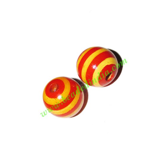 Picture of Wooden Painted Beads, Fancy Design Hand-painted beads, size 15mm, weight approx 1.4 grams