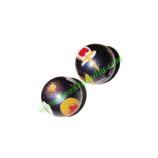 Picture of Wooden Painted Beads, Fancy Design Hand-painted beads, size 17mm, weight approx 1.7 grams