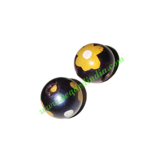 Picture of Wooden Painted Beads, Fancy Design Hand-painted beads, size 17mm, weight approx 1.7 grams