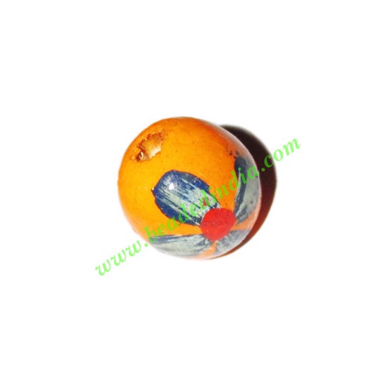 Picture of Wooden Painted Beads, Fancy Design Hand-painted beads, size 15mm, weight approx 1.3 grams