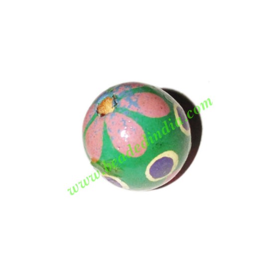 Picture of Wooden Painted Beads, Fancy Design Hand-painted beads, size 15mm, weight approx 1.3 grams