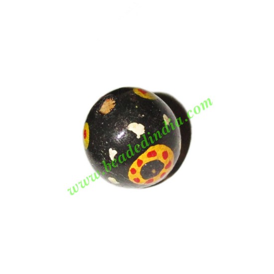 Picture of Wooden Painted Beads, Fancy Design Hand-painted beads, size 15mm, weight approx 1.3 grams