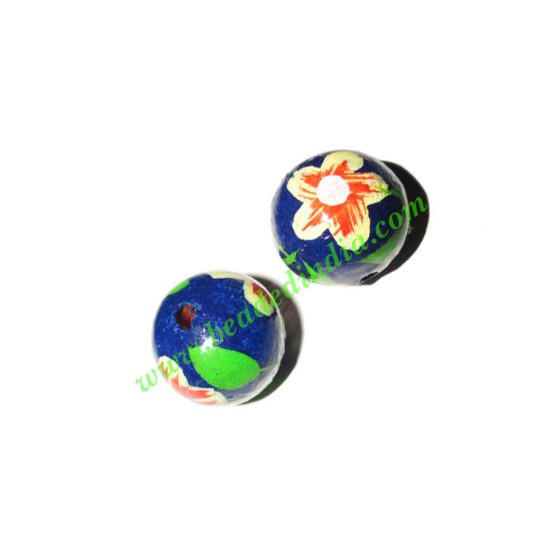 Picture of Wooden Painted Beads, Fancy Design Hand-painted beads, size 16mm, weight approx 1.4 grams