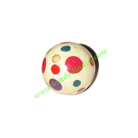 Picture of Wooden Painted Beads, Fancy Design Hand-painted beads, size 25mm, weight approx 6.42 grams