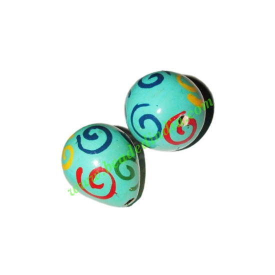 Picture of Wooden Painted Beads, Fancy Design Hand-painted beads, size 23x28mm, weight approx 5.9 grams