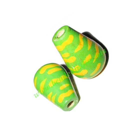 Picture of Wooden Painted Beads, Fancy Design Hand-painted beads, size 20x33mm, weight approx 4.3 grams