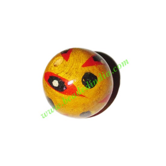 Picture of Wooden Painted Beads, Fancy Design Hand-painted beads, size 20mm, weight approx 2.95 grams