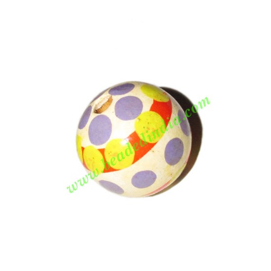 Picture of Wooden Painted Beads, Fancy Design Hand-painted beads, size 20mm, weight approx 2.95 grams