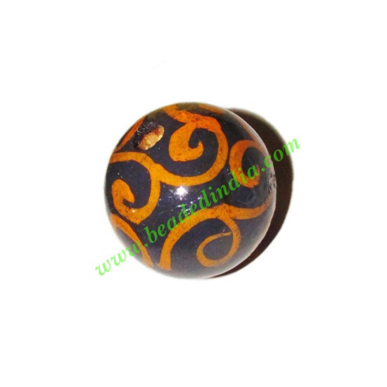 Picture of Wooden Painted Beads, Fancy Design Hand-painted beads, size 20mm, weight approx 2.95 grams