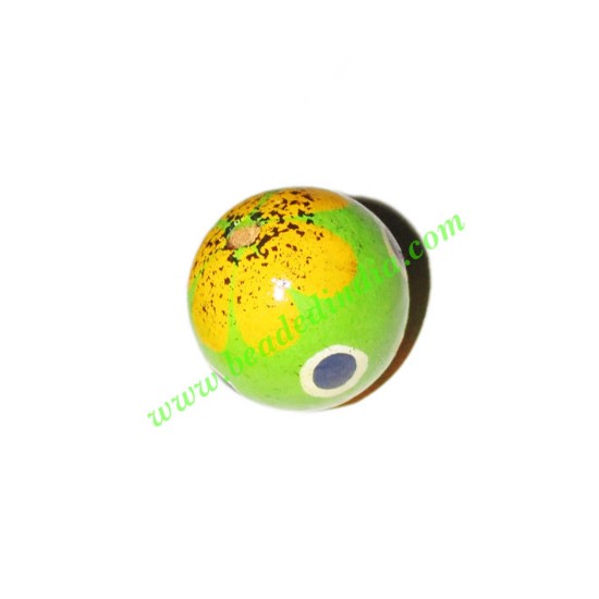 Picture of Wooden Painted Beads, Fancy Design Hand-painted beads, size 20mm, weight approx 2.95 grams