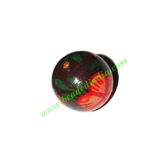 Picture of Wooden Painted Beads, Fancy Design Hand-painted beads, size 20mm, weight approx 2.95 grams