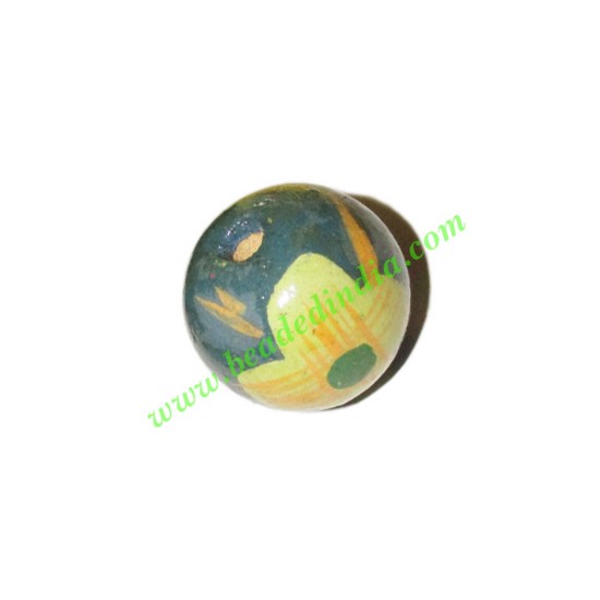 Picture of Wooden Painted Beads, Fancy Design Hand-painted beads, size 20mm, weight approx 2.95 grams