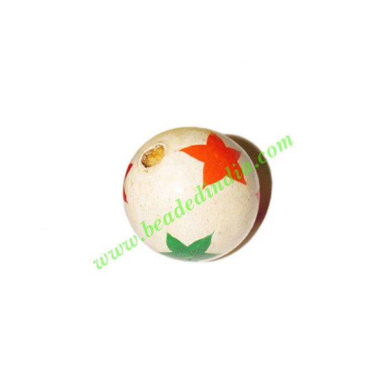 Picture of Wooden Painted Beads, Fancy Design Hand-painted beads, size 20mm, weight approx 2.95 grams