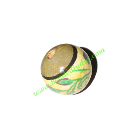 Picture of Wooden Painted Beads, Fancy Design Hand-painted beads, size 20mm, weight approx 2.95 grams