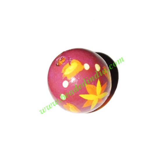 Picture of Wooden Painted Beads, Fancy Design Hand-painted beads, size 20mm, weight approx 2.95 grams