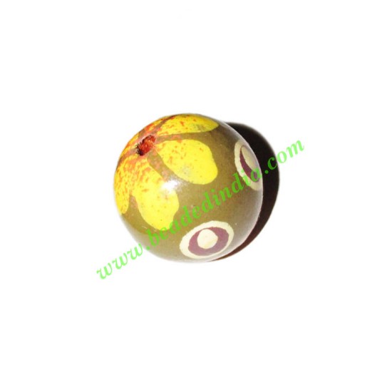 Picture of Wooden Painted Beads, Fancy Design Hand-painted beads, size 20mm, weight approx 2.95 grams