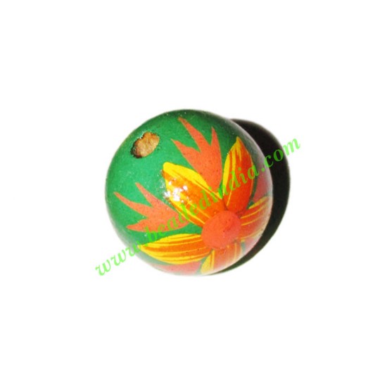 Picture of Wooden Painted Beads, Fancy Design Hand-painted beads, size 20mm, weight approx 2.95 grams