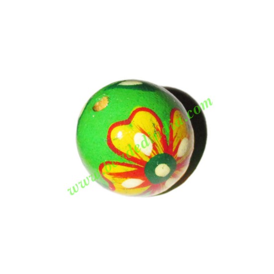 Picture of Wooden Painted Beads, Fancy Design Hand-painted beads, size 20mm, weight approx 2.95 grams