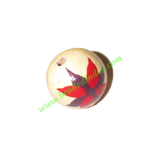 Picture of Wooden Painted Beads, Fancy Design Hand-painted beads, size 20mm, weight approx 2.95 grams