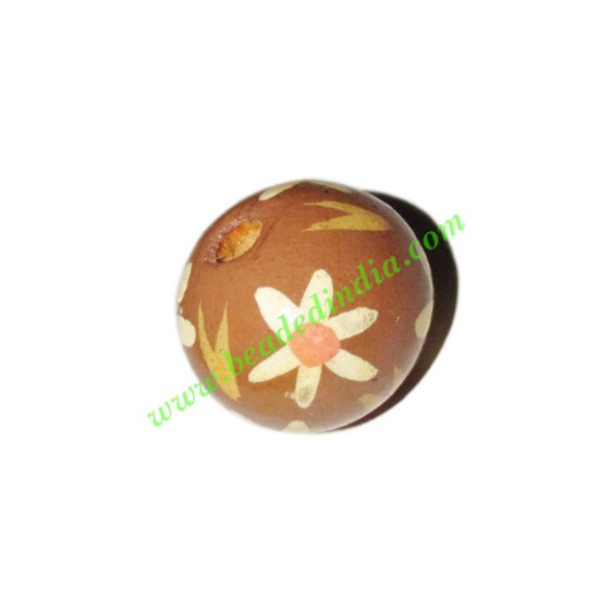 Picture of Wooden Painted Beads, Fancy Design Hand-painted beads, size 20mm, weight approx 2.95 grams